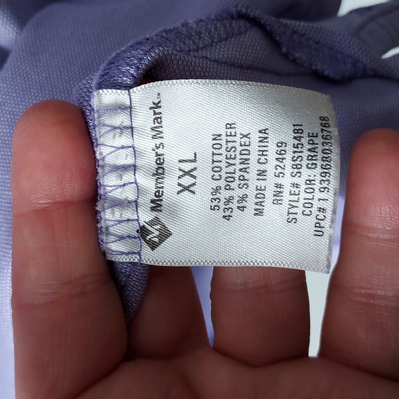 Members mark short sleeve button-up pole shirt purple xxl - Picture 5 of 9